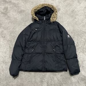 Columbia Winter Jacket Womens Small Black Faux Fur Hooded Down Puffer Coat